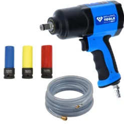 BRILLIANT TOOLS Druckluft-Schlagschrauber 1/2" 1.450 Nm inkl. Steckschlüssel-Set + PVC-Gewebeschlauch