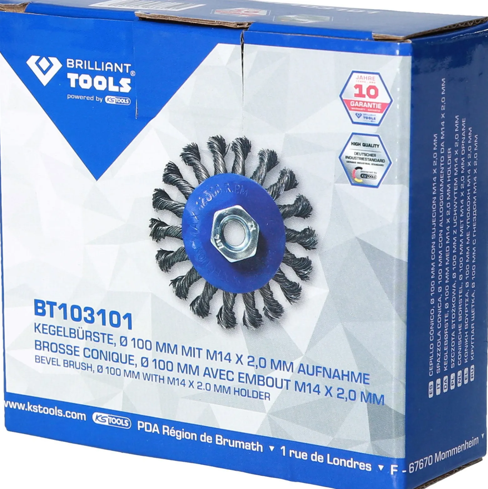 BRILLIANT TOOLS Kegelbürste Ø 100 mm mit M14 x 2,0 mm Aufnahme - BT103101