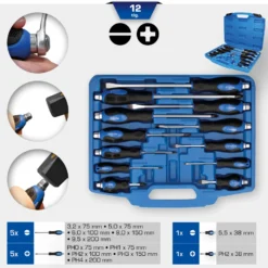 BRILLIANT TOOLS Schraubendreher-Satz mit Schlagkappe 12tlg. Schlitz PH Phillips - BT034012