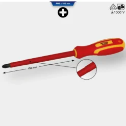 BRILLIANT TOOLS VDE Schraubendreher PH Phillips PH3 x 150 mm - BT068009