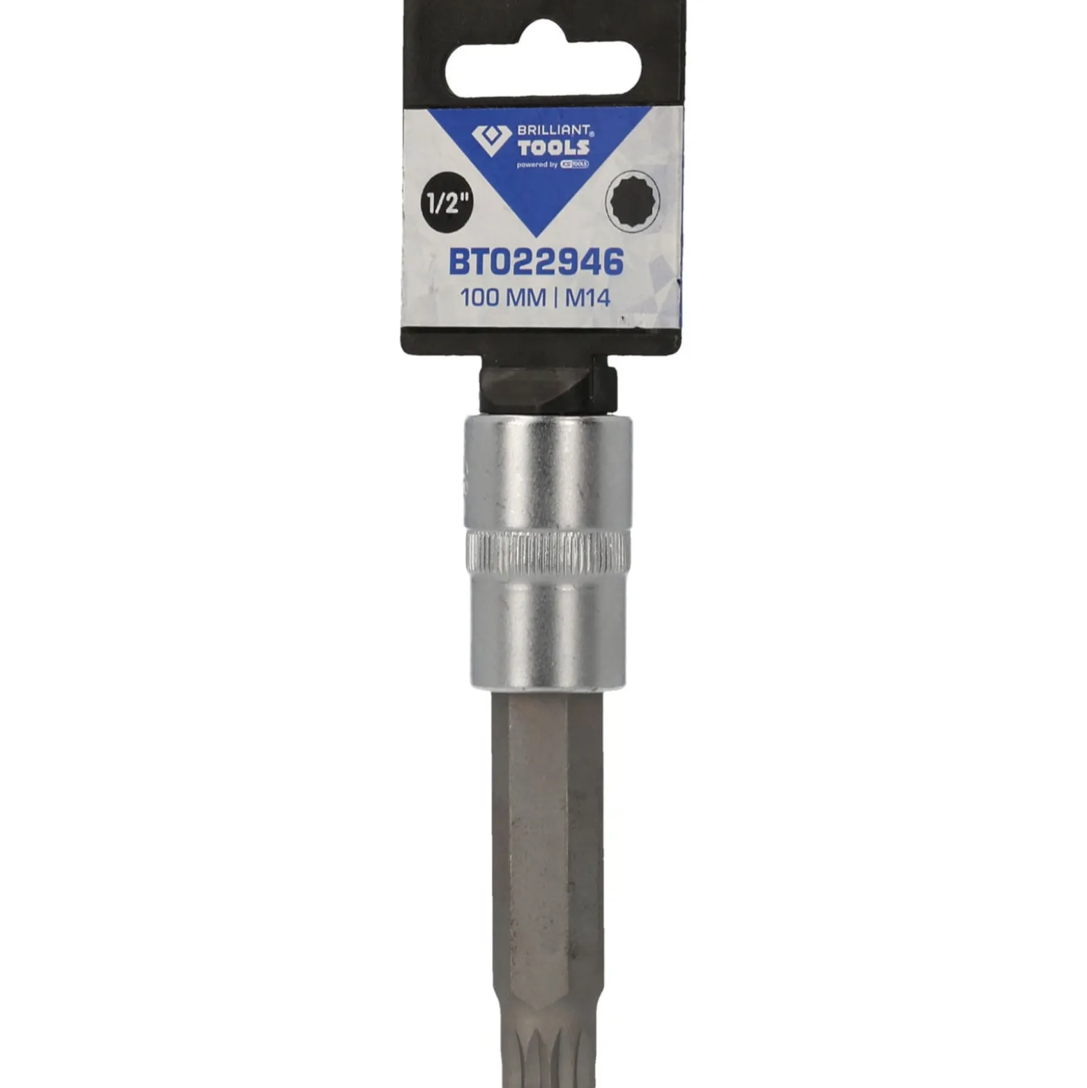 BRILLIANT TOOLS 1/2" Vielzahn-Bit-Stecknuss 100 mm lang M14 - BT022946