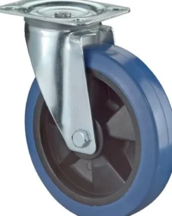 BS Rollen Lenkrolle mit Anschraubplatte Elastik-Vollgummi blau Rollenlager 100 mm 140 kg - L500.B61.101