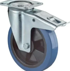 BS Rollen Lenkrolle mit Feststeller und Anschraubplatte Elastik-Vollgummi Rollenlager 100 mm 140 kg - L520.B61.101