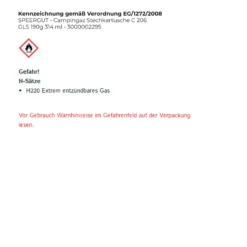 Campingaz Stechkartusche C 206 GLS 190 g 314 ml - 3000002295