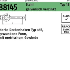Deckenhaken R 88145 Typ 18E M12x 180x 22 Stahl galv.verz. 10 Stück