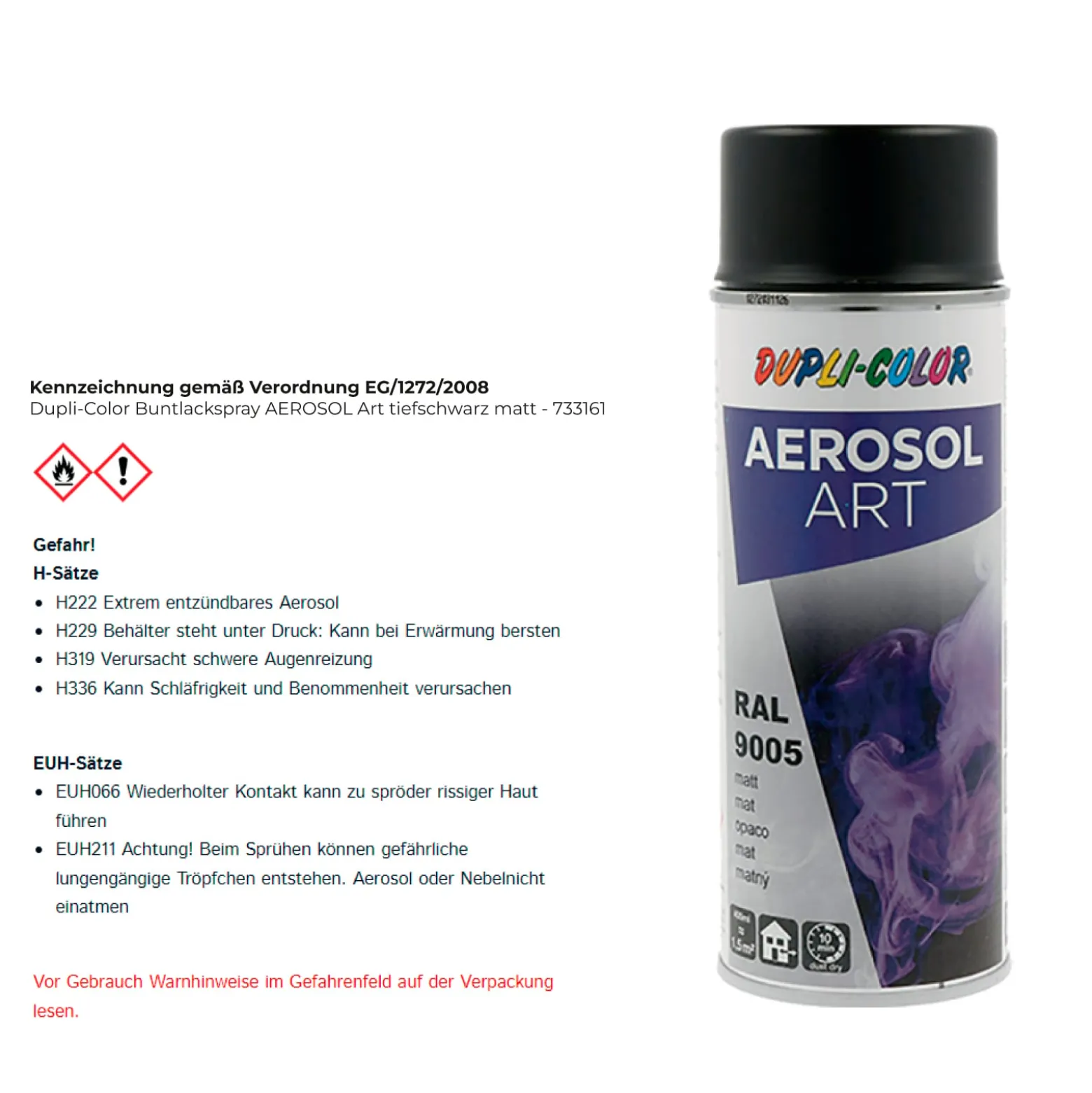 Dupli-Color Buntlackspray AEROSOL Art tiefschwarz matt - 733161