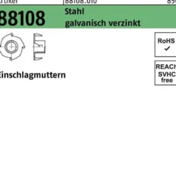 Einschlagmutter R 88108 M8x11x 9,7 Stahl galv.verz. 100 Stück