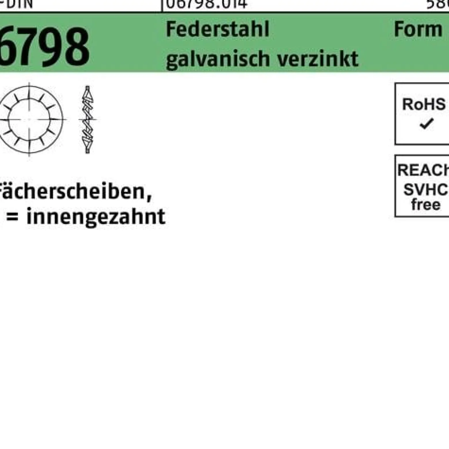 Fächerscheibe DIN 6798 FormI innengezahnt I 21 Federstahl galv.verz. 100St.