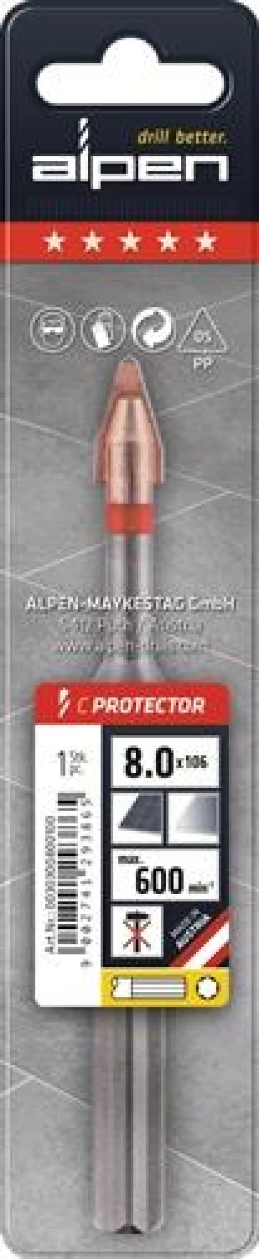 Feinsteinzeugfliesenbohrer C PROTECTOR D.6mm ALPEN