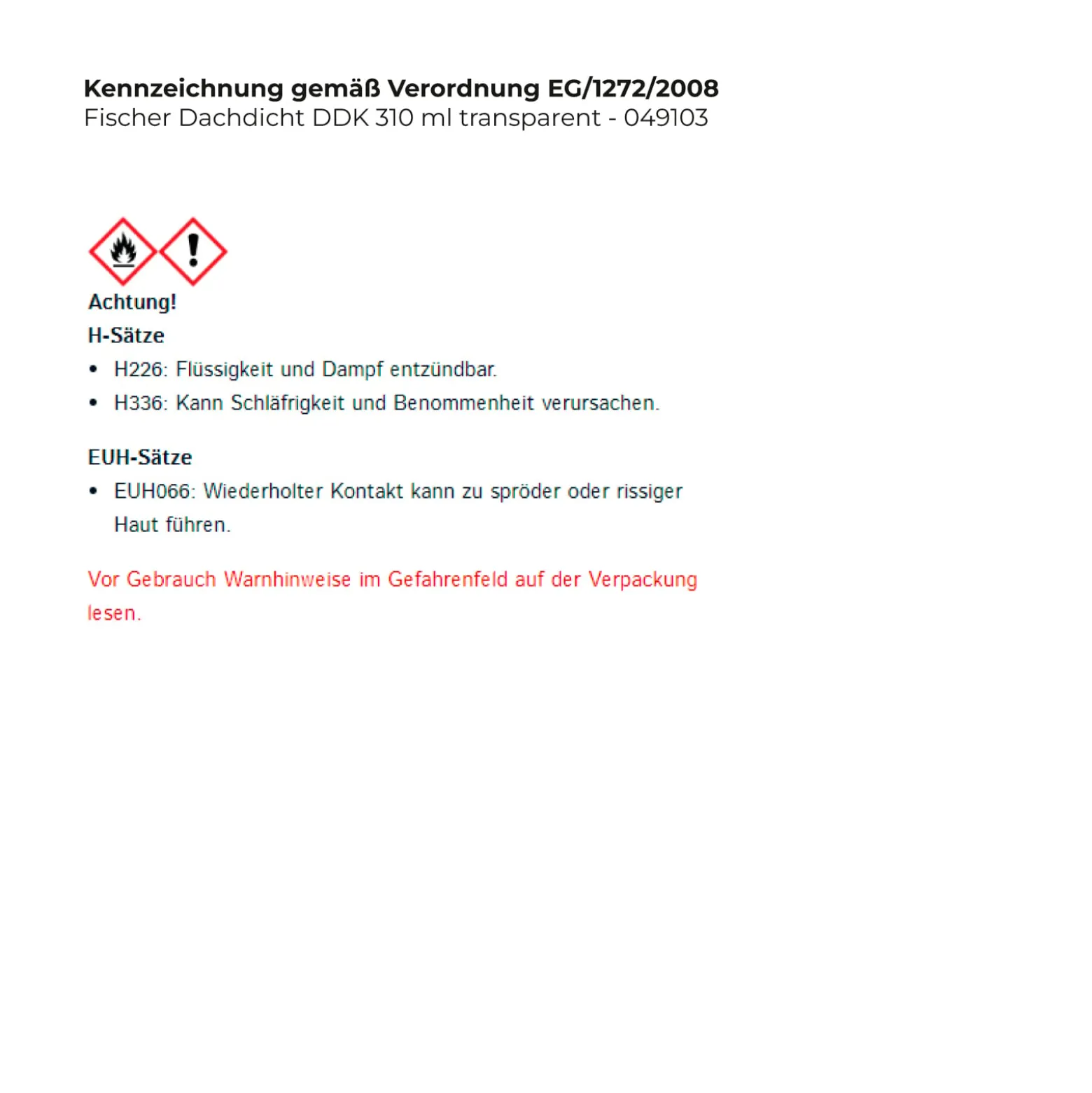 Fischer Dachdicht DDK 310 ml transparent - 049103