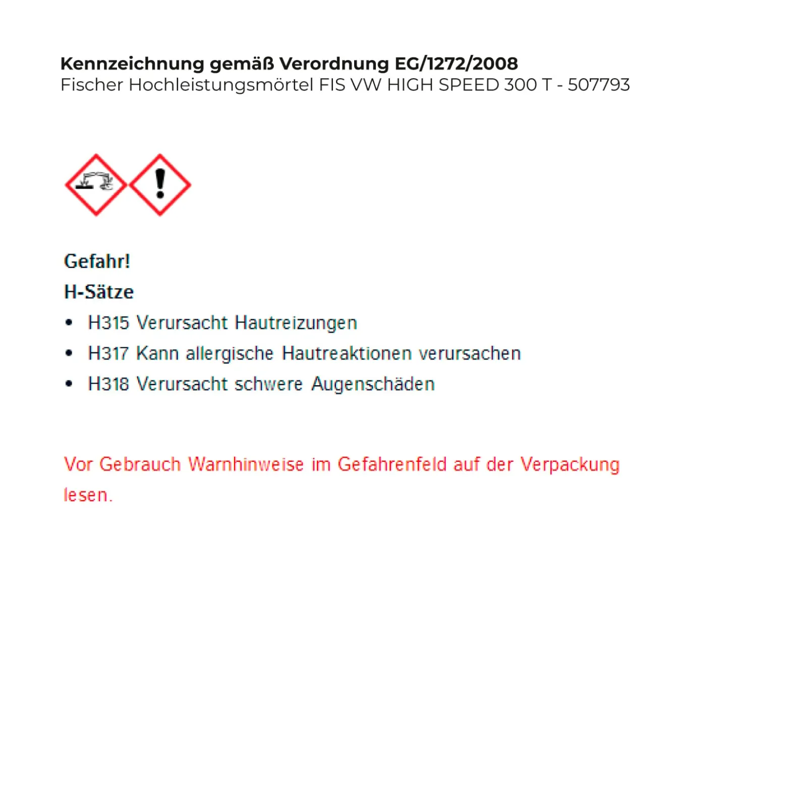 Fischer Hochleistungsmörtel FIS VW HIGH SPEED 300 T - 507793