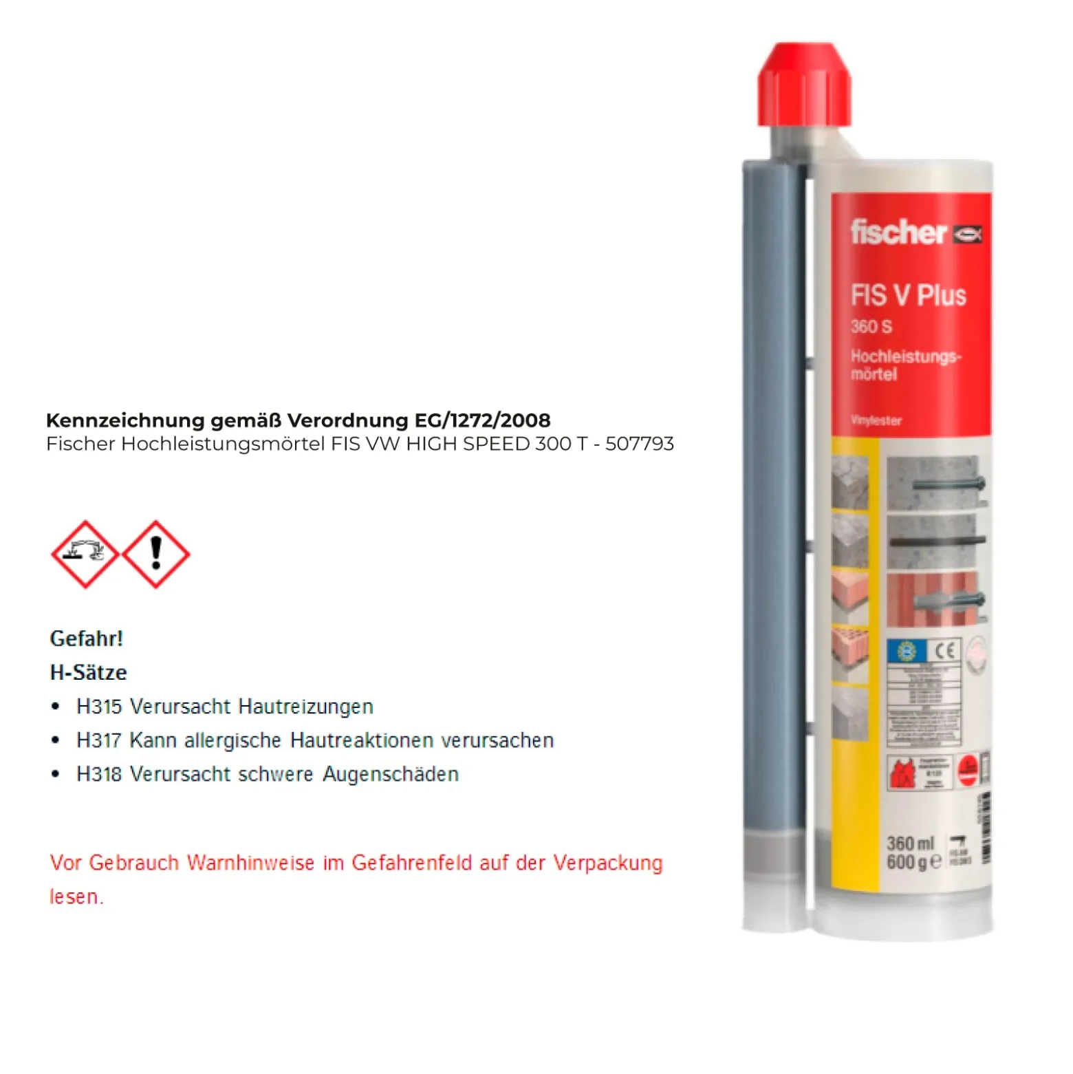 Fischer Hochleistungsmörtel FIS VW HIGH SPEED 300 T - 507793