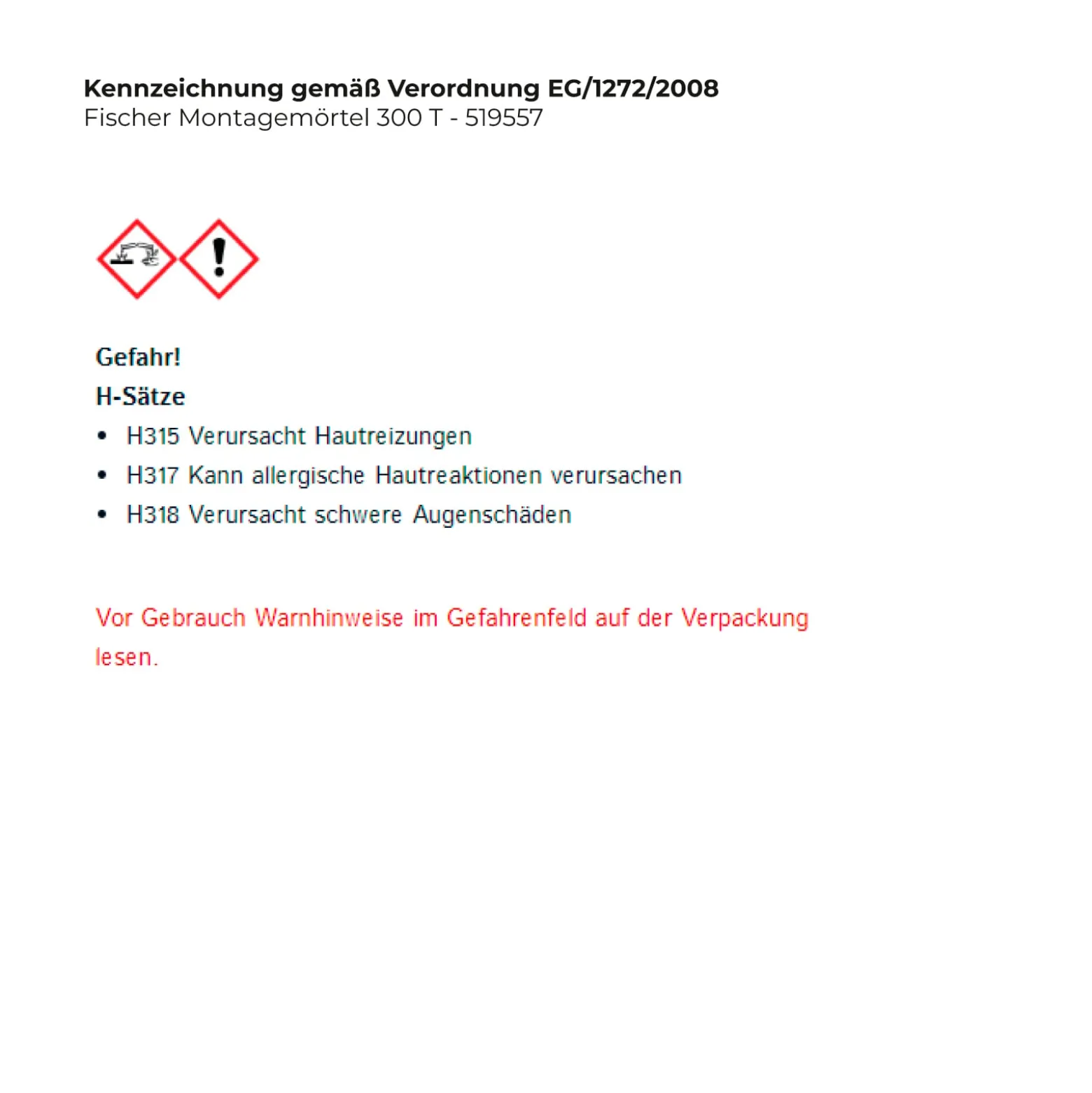 Fischer Montagemörtel 300 T - 519557