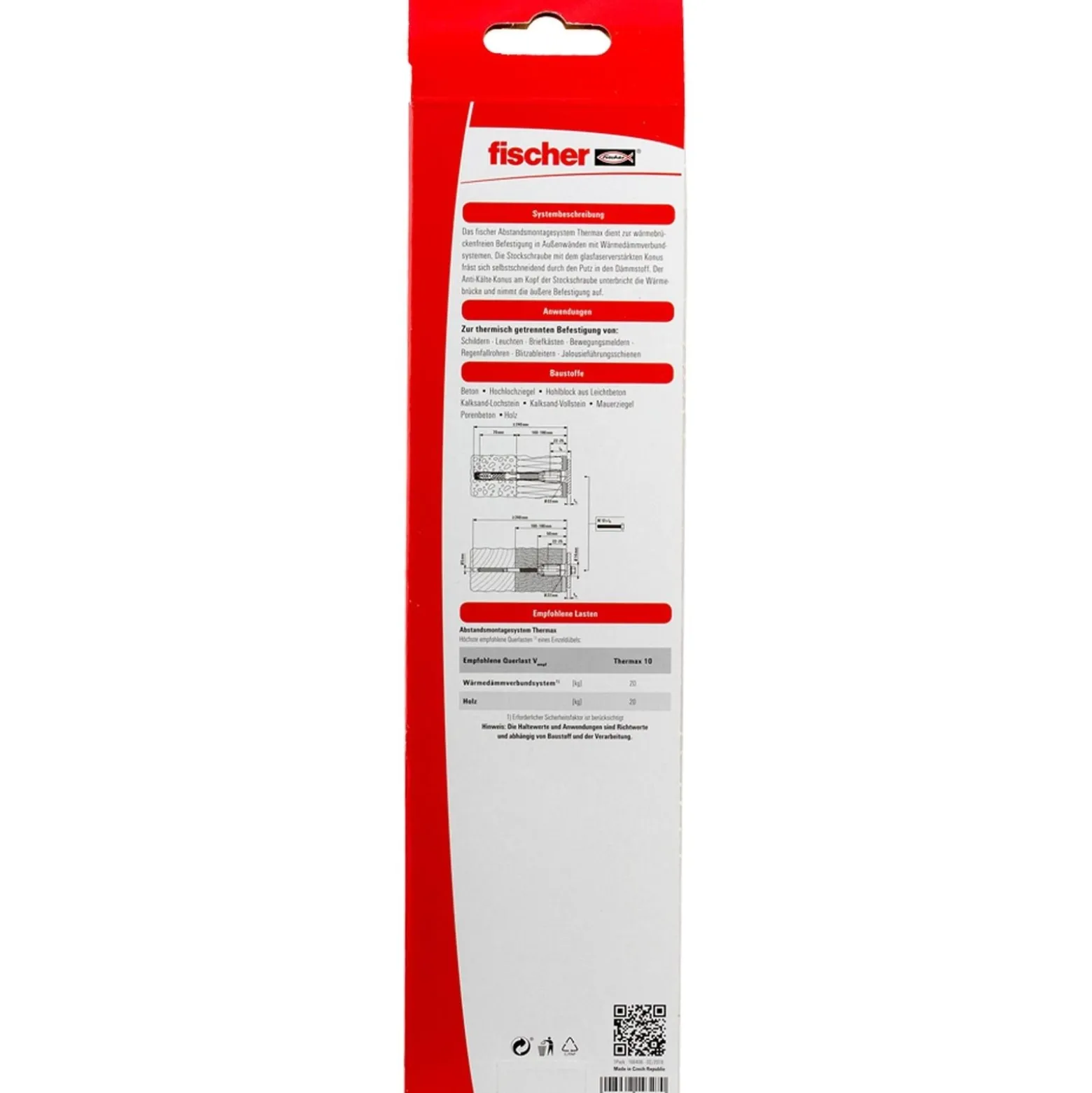 Fischer 2x Abstandsmontagesystem Thermax 10/180 M10 B - 517165