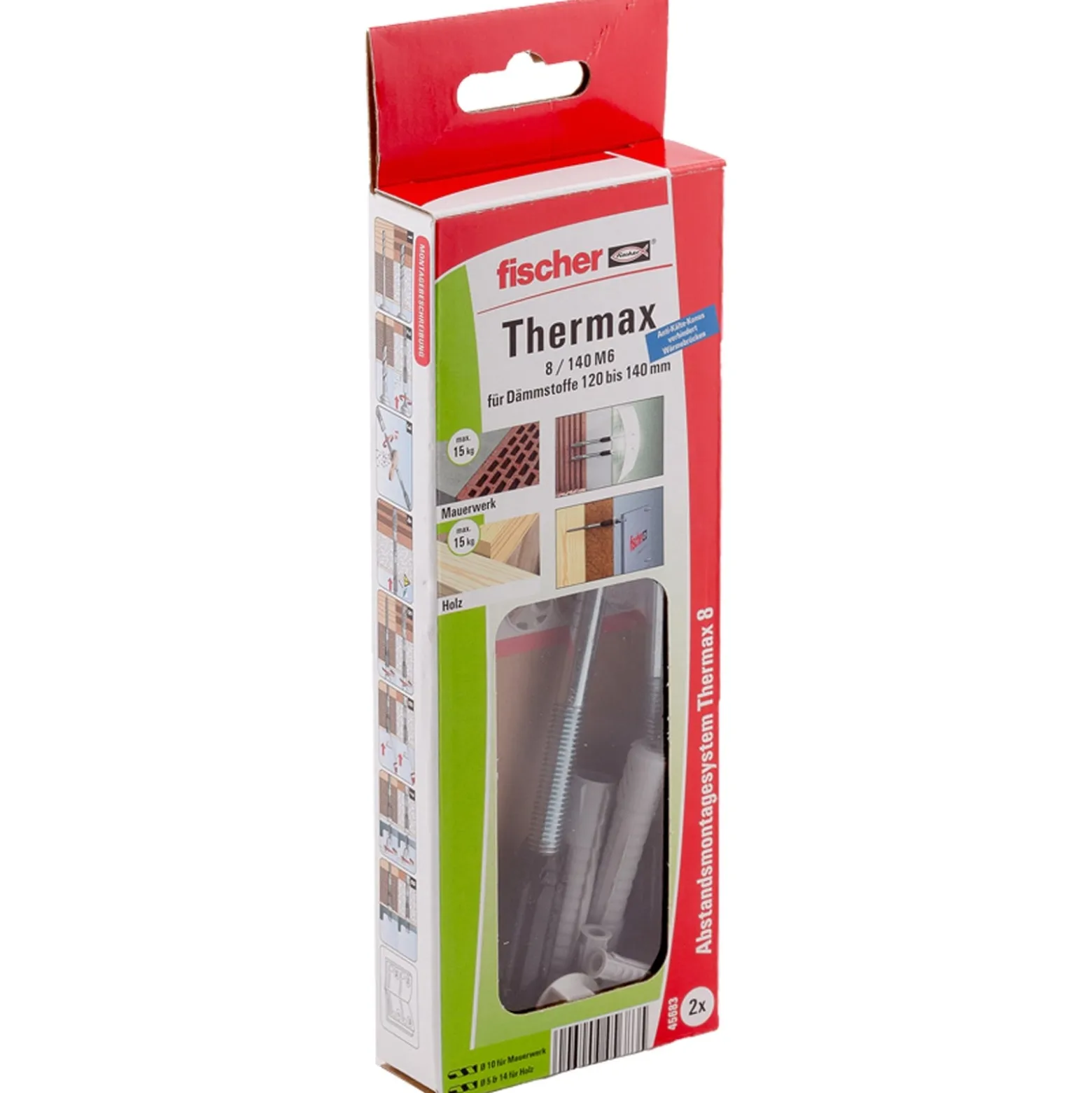 Fischer 2x Abstandsmontagesystem Thermax 8/140 M6 B - 45683