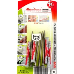Fischer 4x DUOPOWER 6x50 Schraube nicht rostender Stahl A2 - 537627