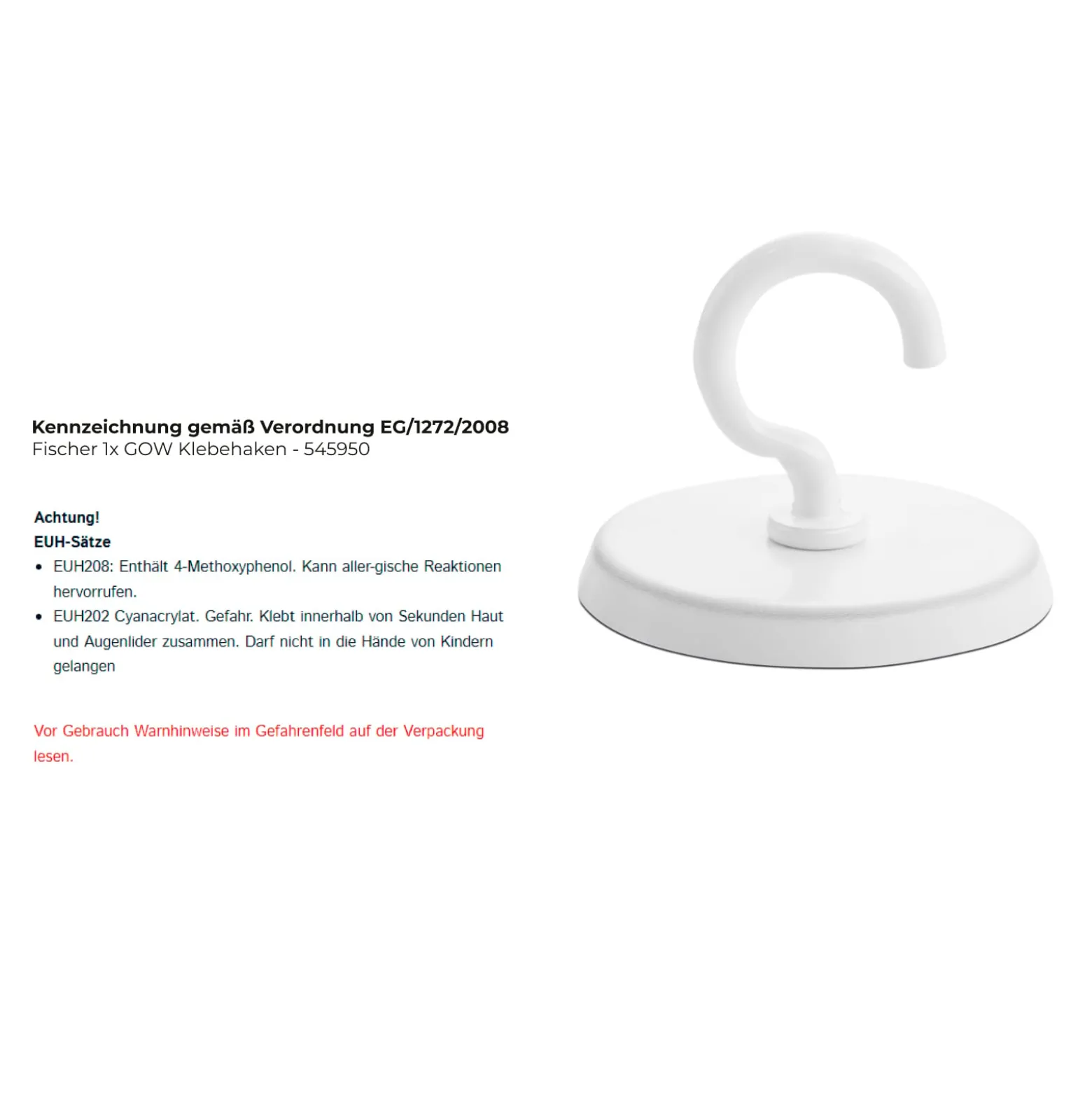 Fischer 1x GOW Klebehaken - 545950