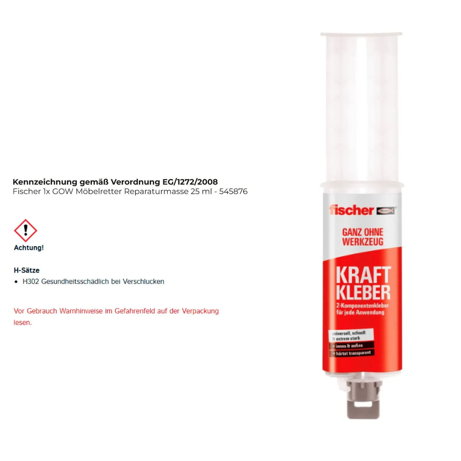 Fischer 1x GOW Möbelretter Reparaturmasse 25 ml - 545876