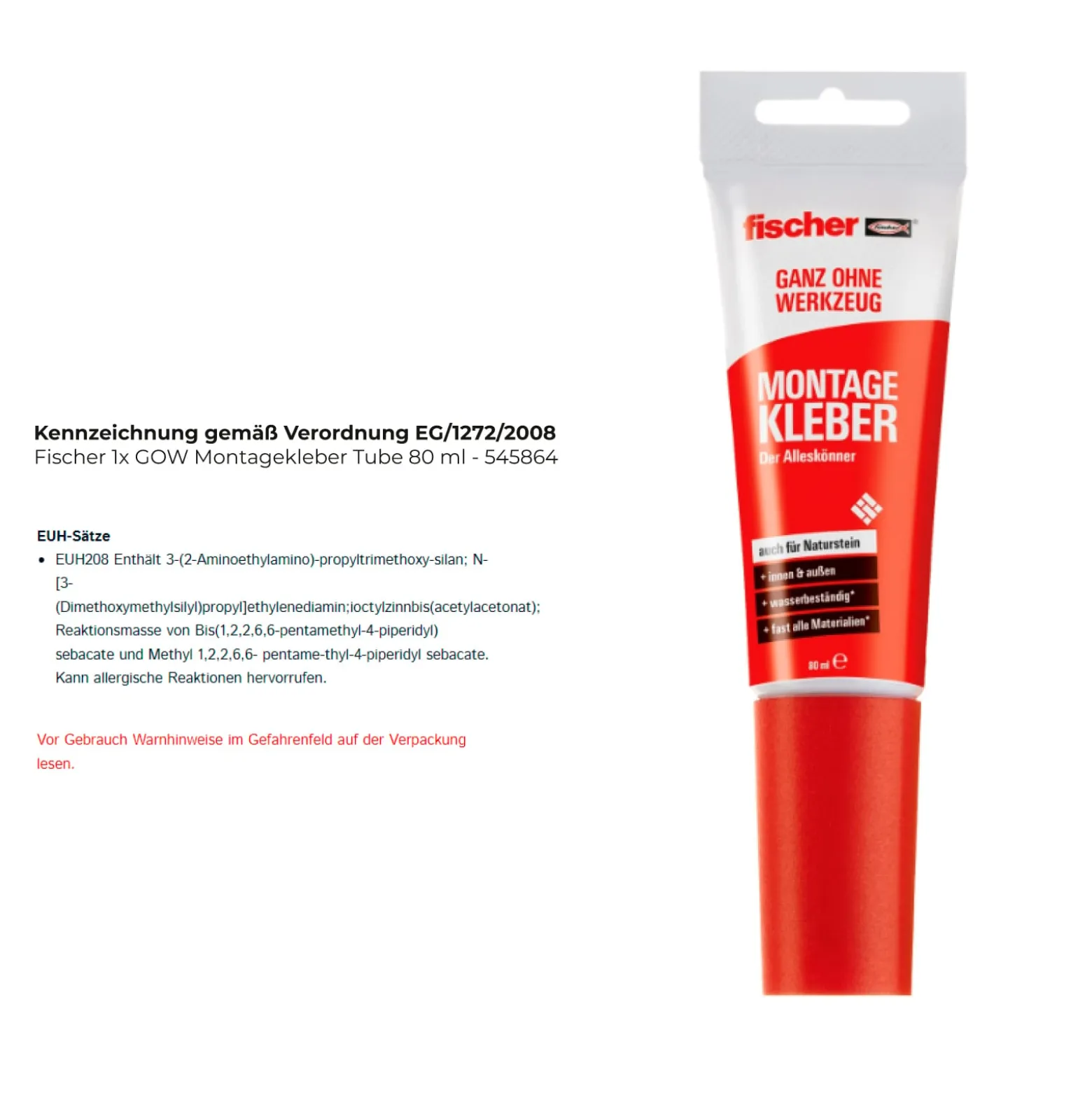 Fischer 1x GOW Montagekleber Tube 80 ml - 545864