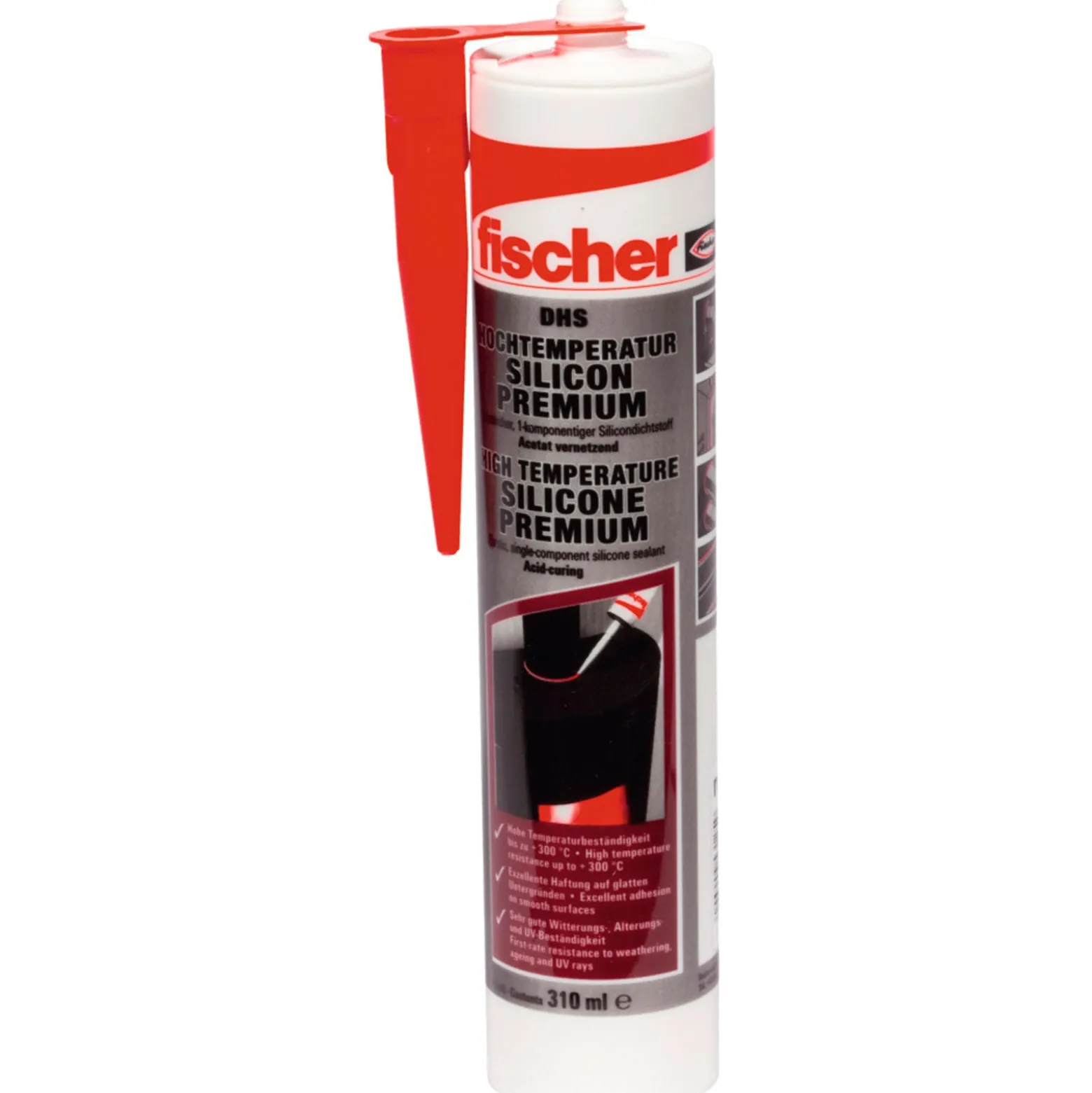 Fischer 1x Hochtemperatursilicon DHS 310ml rot - 053125