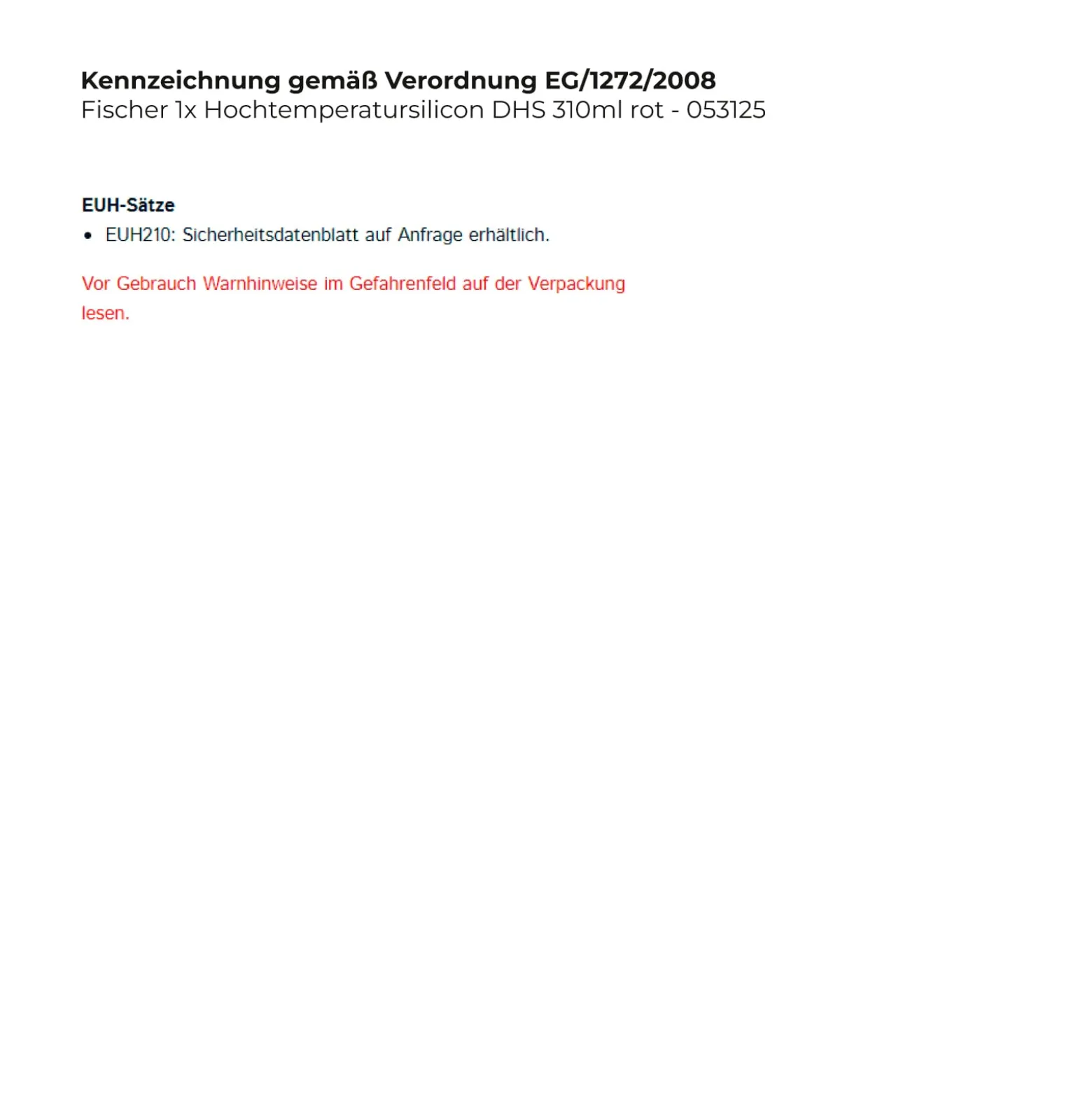Fischer 1x Hochtemperatursilicon DHS 310ml rot - 053125
