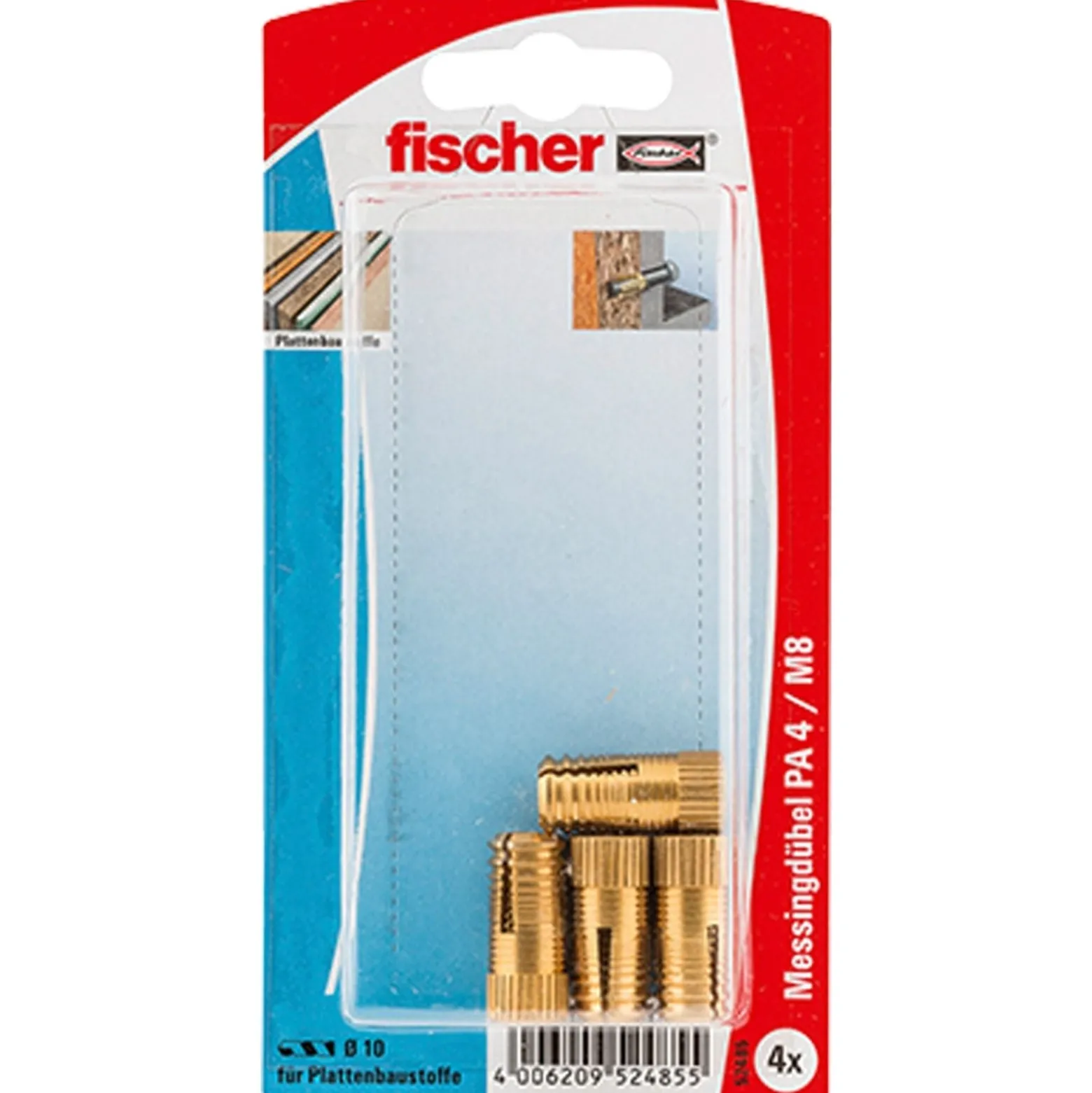 Fischer 4x Messingdübel PA 4 M8/25 - 52485