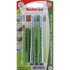 Fischer 2x Universaldübel UX GREEN 12x70 S mit Schraube - 524815