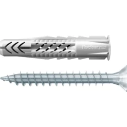 Fischer 10x Universaldübel UX 10X60 R S/20 mit Rand und Schraube - 94761