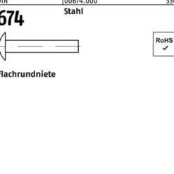 Flachrundniete DIN 674 5x 10 Stahl 1000 Stück