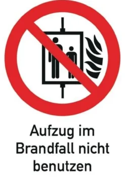 Folie Aufzug i.Brandfall nicht benutzen 185x131mm rot/weiß