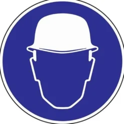 Gebotszeichen Kopfschutz benutzen D.200mm Folie selbstklebend blau/weiß