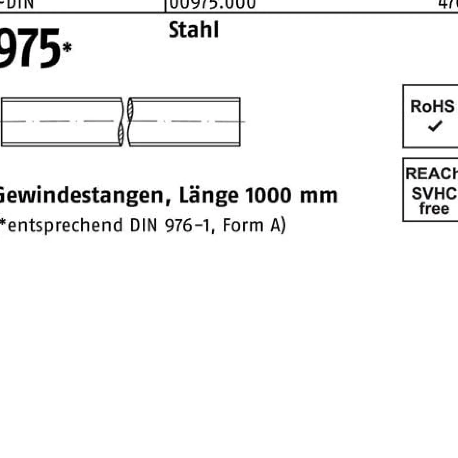 Gewindestange DIN 975 M48x 1000mm Stahl 1 Stück