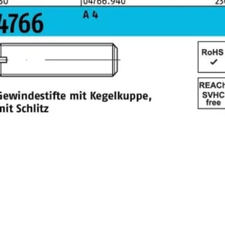 Gewindestift ISO 4766 Kegelkuppe/Schlitz M4x 16 A 4 50 Stück