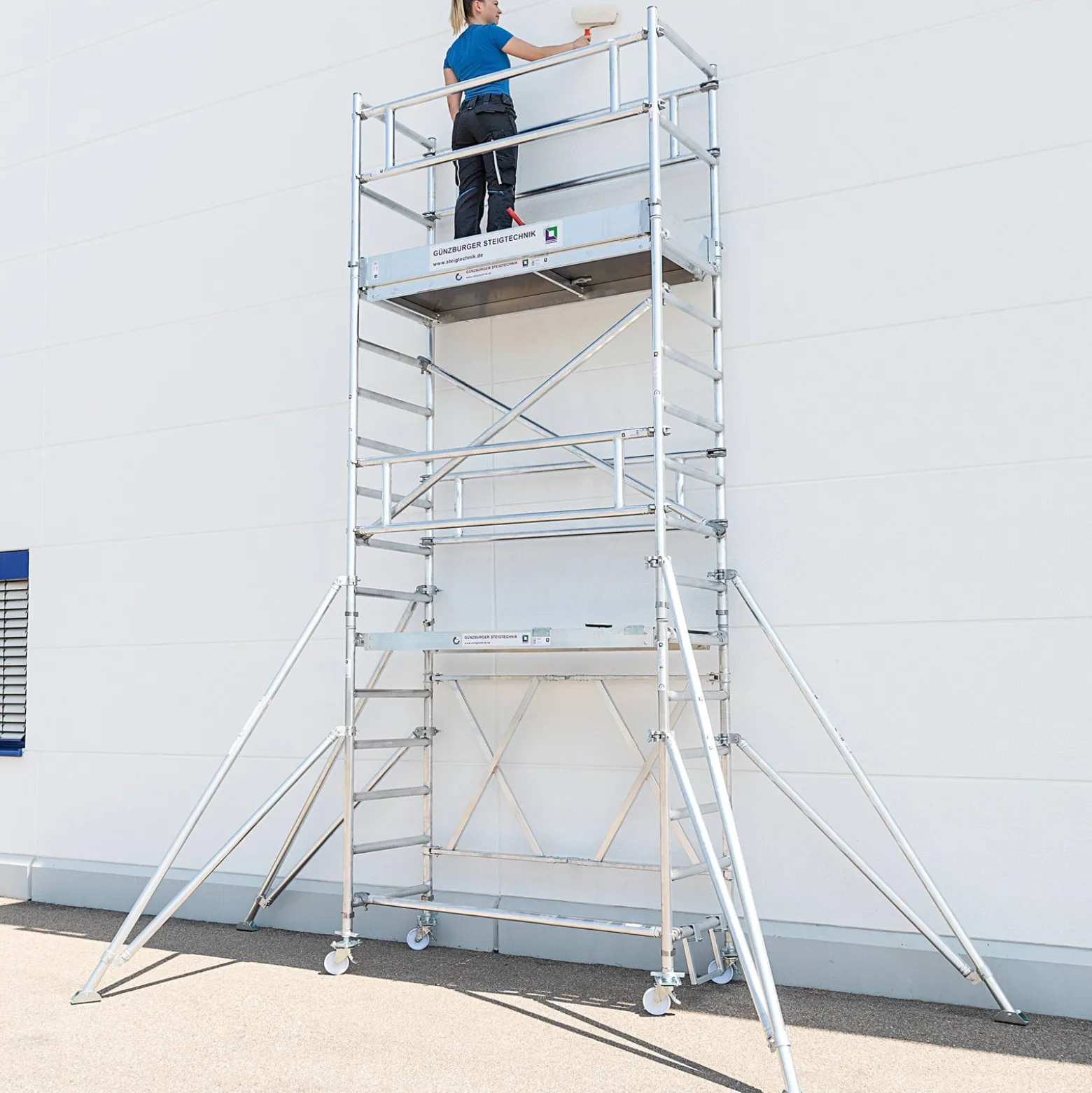 Günzburger Steigtechnik Klappgerüst 0,75 x 1,8 m mit Ausleger Plattformhöhe 3,8 m - 115139