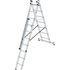 Günzburger Steigtechnik Mehrzweckleiter 3tlg. mit nivello-Traverse 3 x 7 Sprossen - 011107
