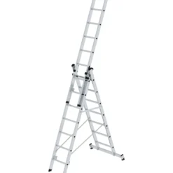 Günzburger Steigtechnik Mehrzweckleiter 3tlg. mit nivello-Traverse 3 x 7 Sprossen - 011107