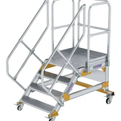 Günzburger Steigtechnik Plattformtreppe 45° fahrbar Stufenbreite 0,8 m 4 Stufen Aluminium geriffelt - 600784