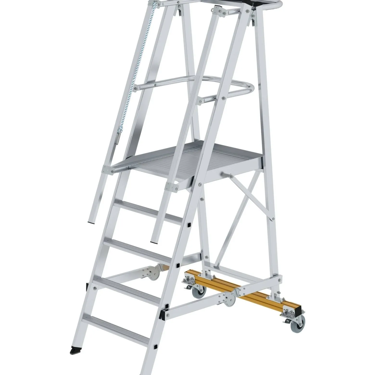 Günzburger Steigtechnik Plattformleiter klappbar und fahrbar 5 Stufen Querrohr B= 1 m - 052305