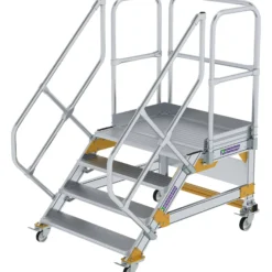 Günzburger Steigtechnik Plattformtreppe 45° fahrbar Stufenbreite 1 m 4 Stufen Aluminium geriffelt - 600804