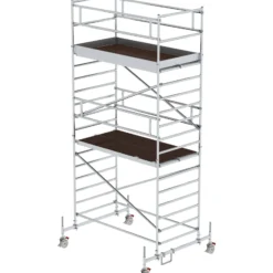 Günzburger Steigtechnik Rollgerüst 1,35 x 2,45 m mit Fahrbalken & Doppel-Plattform Plattformhöhe 4,35 m - 174436