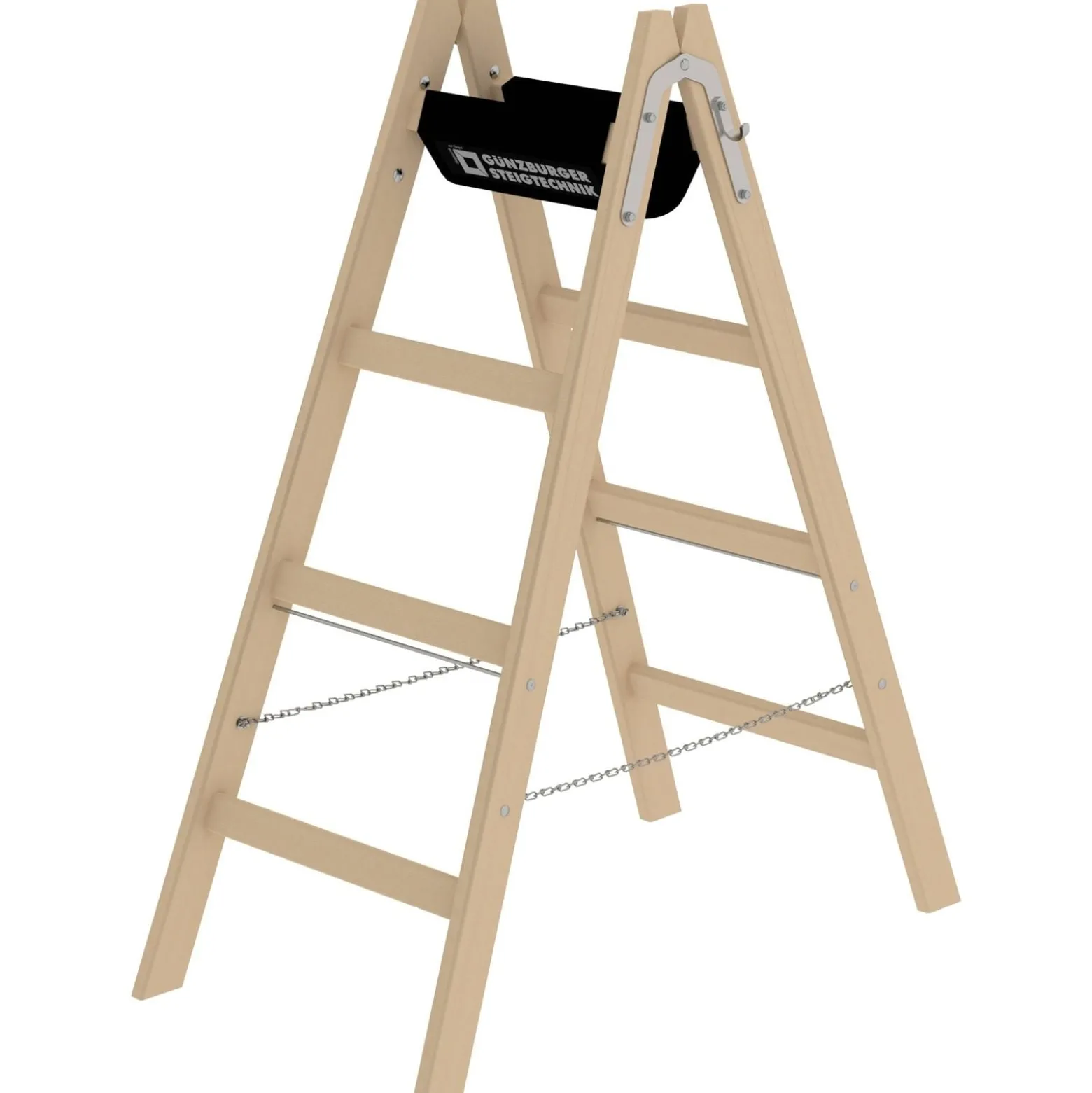 Günzburger Steigtechnik Sprossen-Stehleiter Holz 2 x 4 Sprossen - 033208