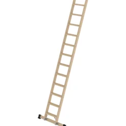 Günzburger Steigtechnik Stufen-Anlegeleiter Holz mit Traverse 12 Stufen - 033722