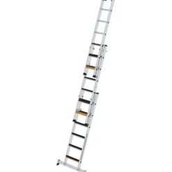 Günzburger Steigtechnik Stufen-Mehrzweckleiter 3tlg. mit nivello-Traverse und clip-step R13 3 x 6 Stufen - 033319