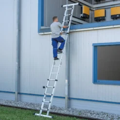 Günzburger Steigtechnik Teleskopleiter 4tlg. mit Traverse 4 x 3 Sprossen - 032121