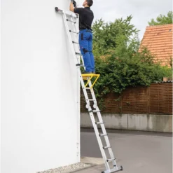 Günzburger Steigtechnik Teleskopleiter 4tlg. mit Traverse 4 x 3 Sprossen - 032121