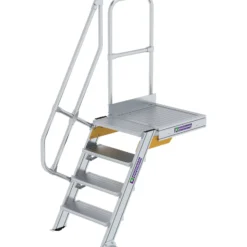 Günzburger Steigtechnik Treppe mit Plattform 60° Stufenbreite 600 mm 4 Stufen Aluminium geriffelt - 600364