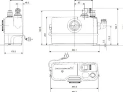 GRUNDFOS Kleinhebeanlage Sololift2 WC-1 0,6kW 230V 453x176x347mm
