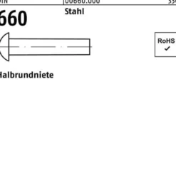 Halbrundniete DIN 660 6x 25 Stahl 250 Stück