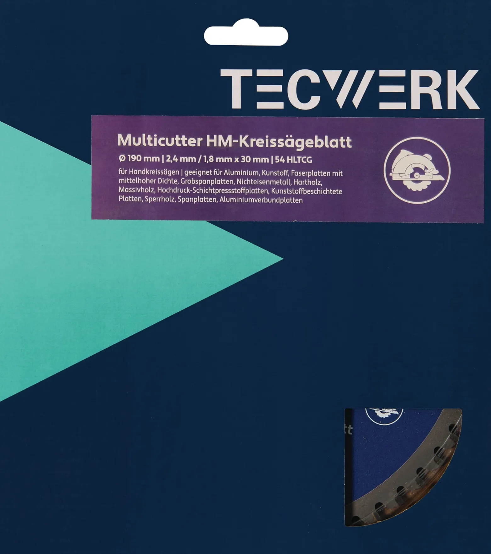 Handkreissägeblatt AD 210mm Z.54 HLTCG Schnitt-B.2,4mm TECWERK