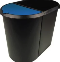 helit Papierkorb Duo-System 20+9l H6103993 oval Kunststoff sw/bl